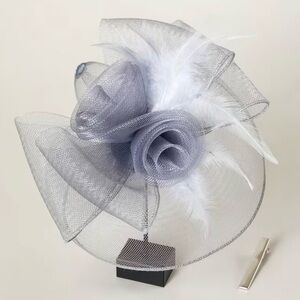 Chic Silver Mesh Fascinator with Feathers